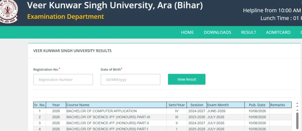 check bca sem 4 result